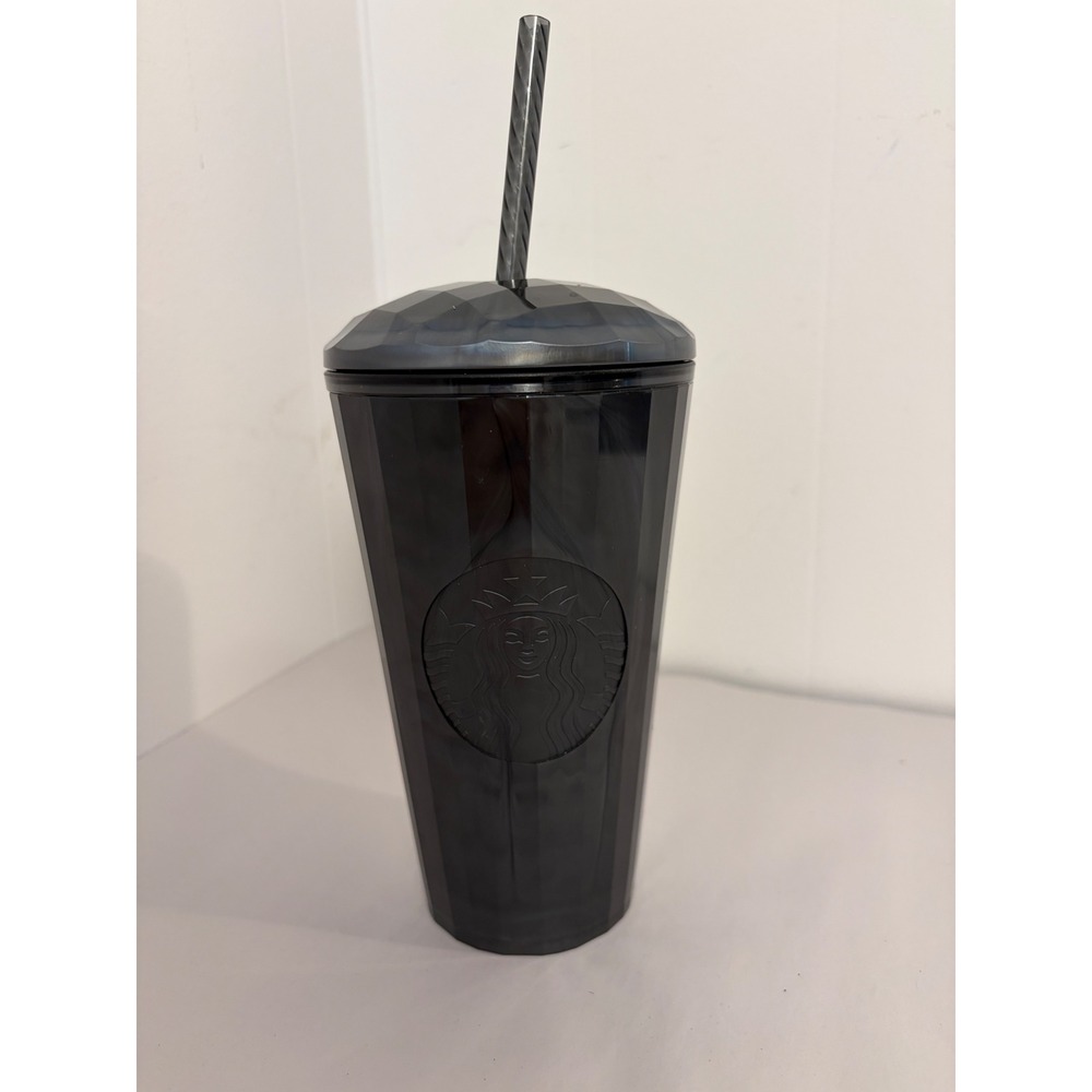 Starbucks Tumbler Unisex 16oz Black New Pearl Iridescent Faceted‎ Cup Lid Straw